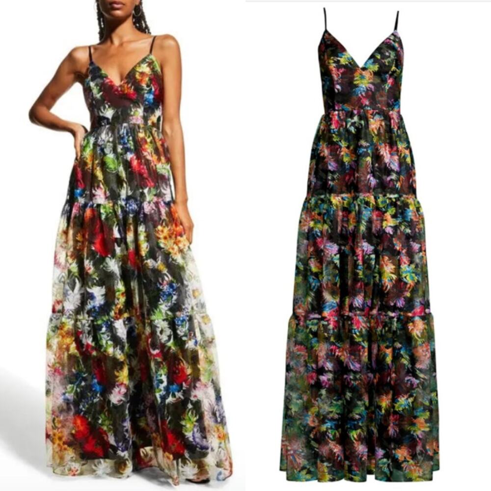 Aidan Mattox V-Neck Sleeveless Embroidered Gown US 2 Formal Prom Evening
